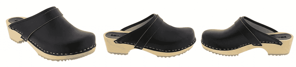 Bjork Maja Wood Open Back Leather Clogs